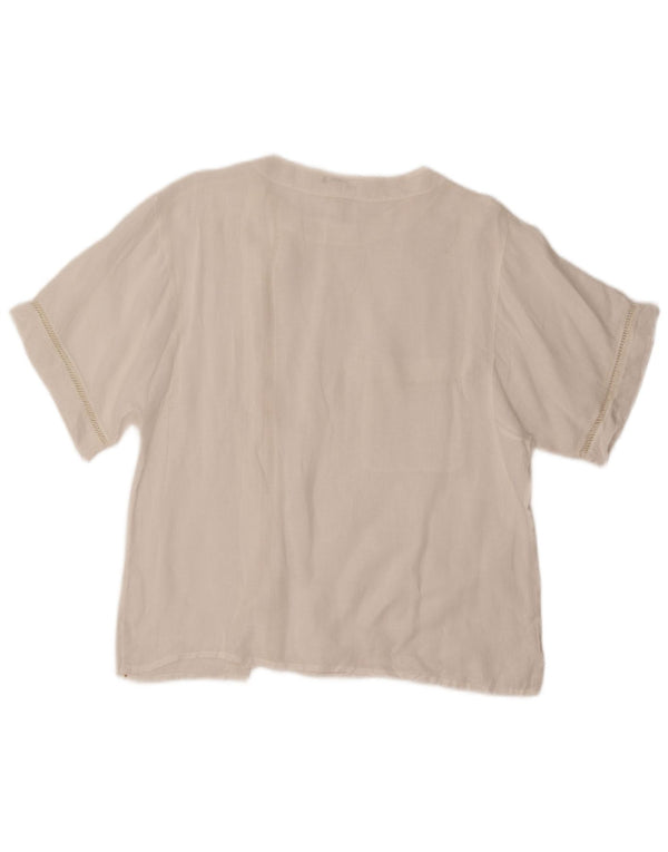 Bluză cămașă cu mânecă scurtă pentru femei VINTAGE IT 48 XL albă