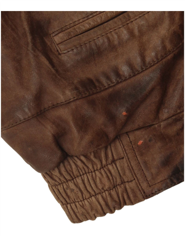 Gilet din piele pentru bărbați vintage IT 50 din piele maro mare