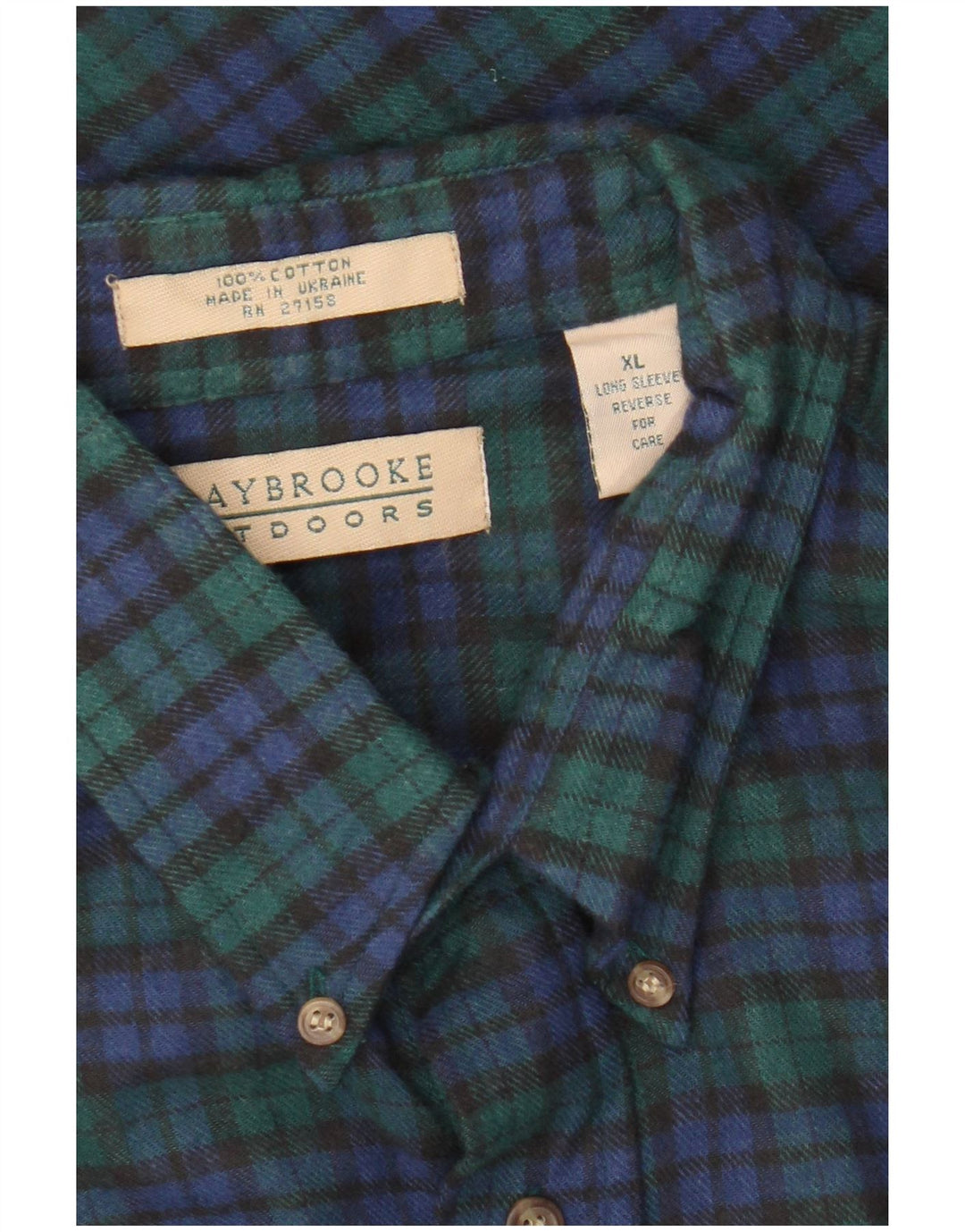 Cămașă de flanel pentru bărbați vintage XL, bumbac cu carouri verde