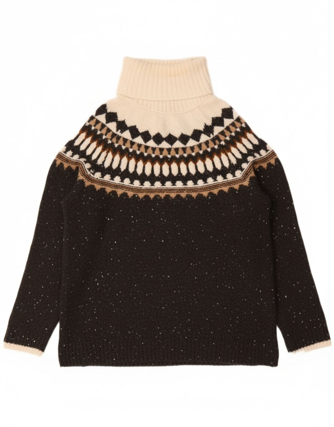 Marks & Spencer Pulover cu gât rulat pentru femei UK 10 Small Gri Fair Isle