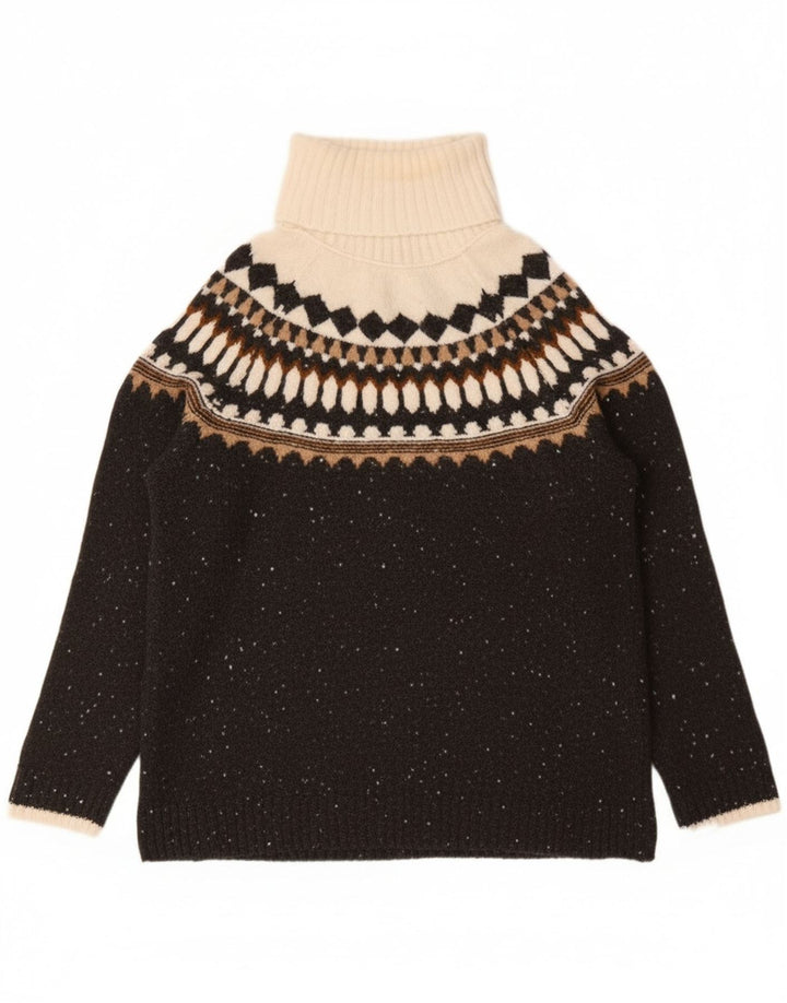 Marks & Spencer Pulover cu gât rulat pentru femei UK 10 Small Gri Fair Isle