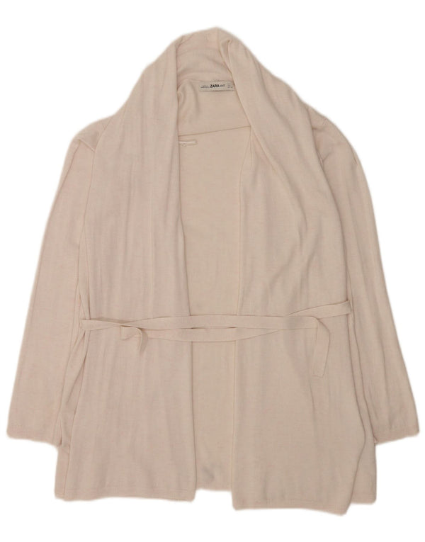 Pulover cardigan pentru femei Zara UK 16 mare, bej, viscoză