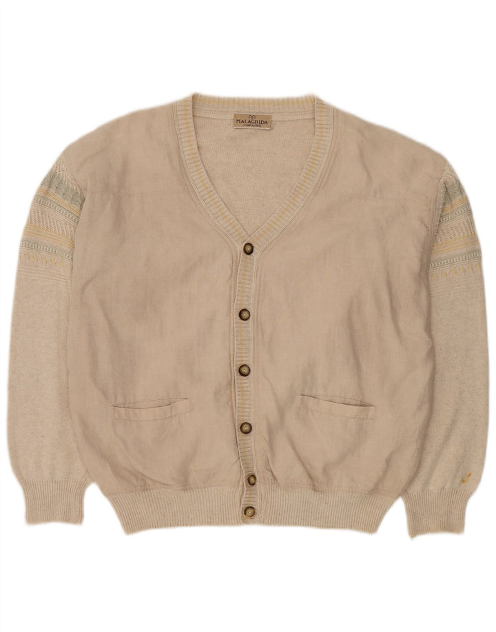 Pulover cardigan pentru bărbați Malagrida, mare, bej, viscoză