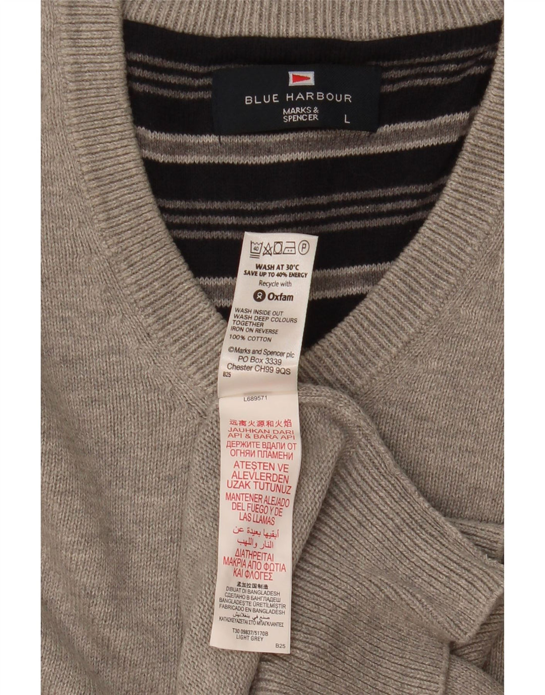 Marks & Spencer pentru bărbați Blue Harbour Vest Tank Top mare, gri bumbac cu pete