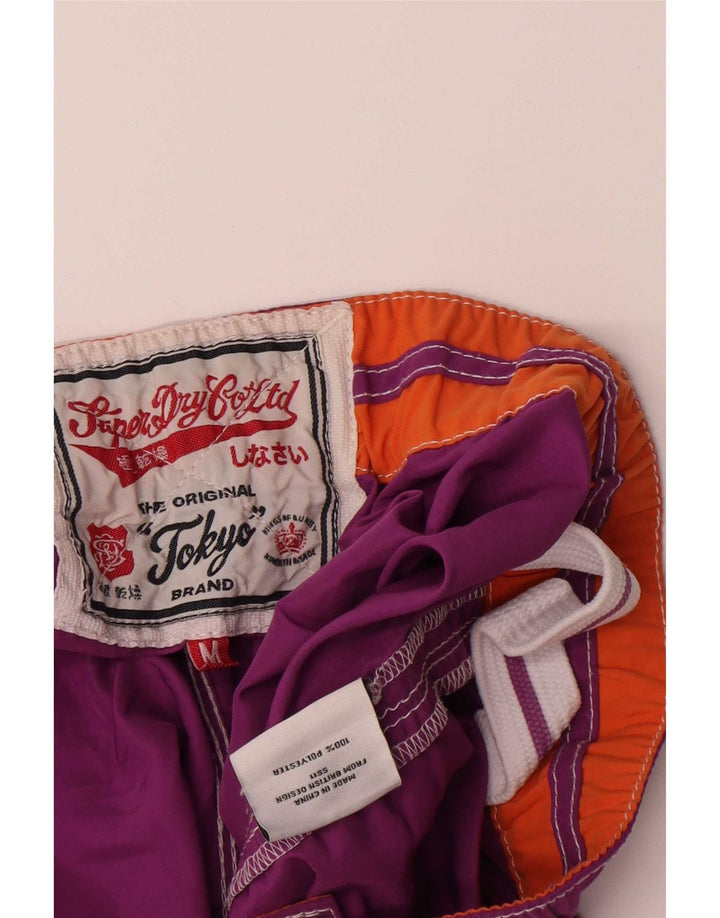 Pantaloni scurți de înot grafic Superdry pentru femei UK 12 Poliester violet mediu