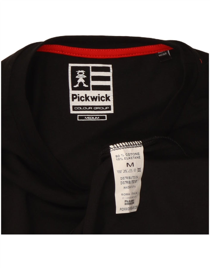 Pickwick Top grafic pentru bărbați cu mânecă lungă, bumbac mediu negru