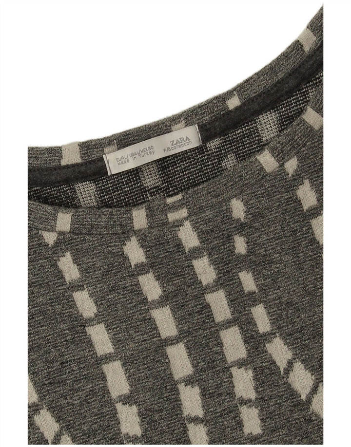 Top cu tunică pentru femei Zara UK 16, mare, gri, chevron