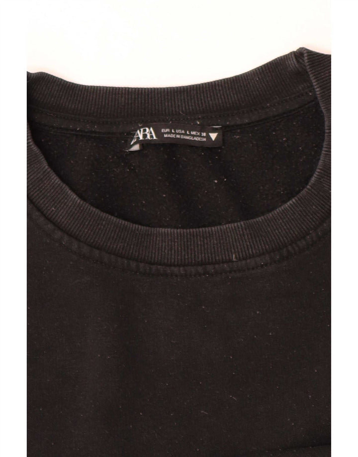 Pulover Oversized Crop pentru Damă Zara UK 14 Large Negru