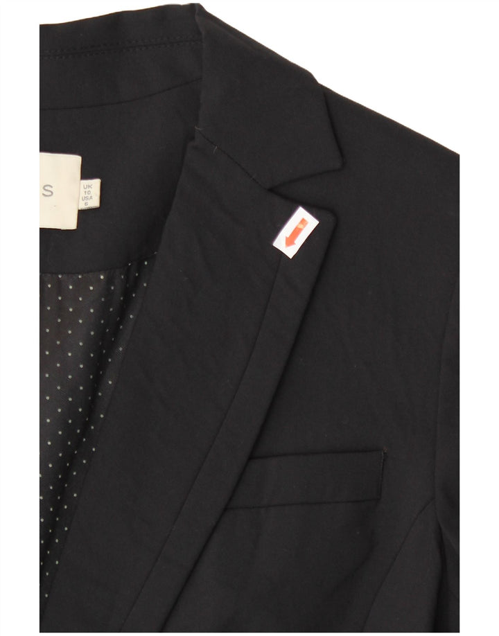 REISS Womens 1 Button Blazer Jacket UK 10 Small Black Wool