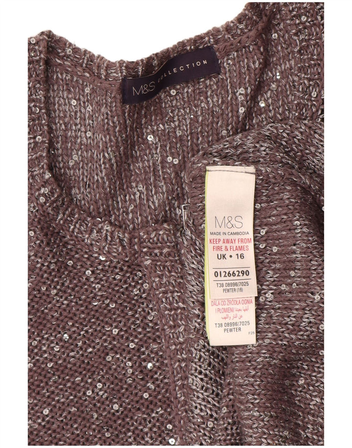 Pulover cardigan pentru femei Marks & Spencer UK 16, mare, gri poliester cu pete