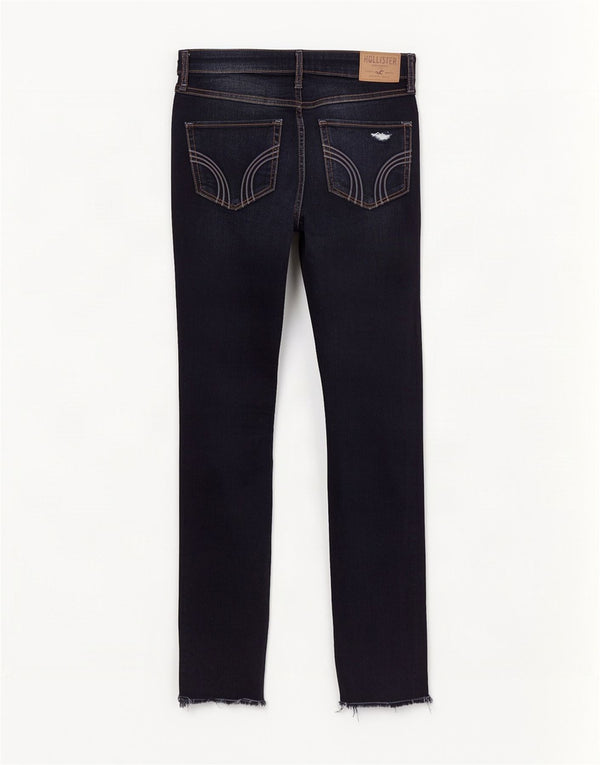 Blugi skinny distressed pentru femei Hollister US 3 XS W26 L30 bleumarin