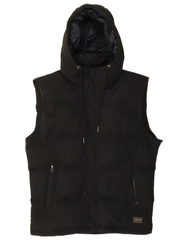 Gilet căptușit cu glugă pentru bărbați Superdry UK 40 Poliester negru mare