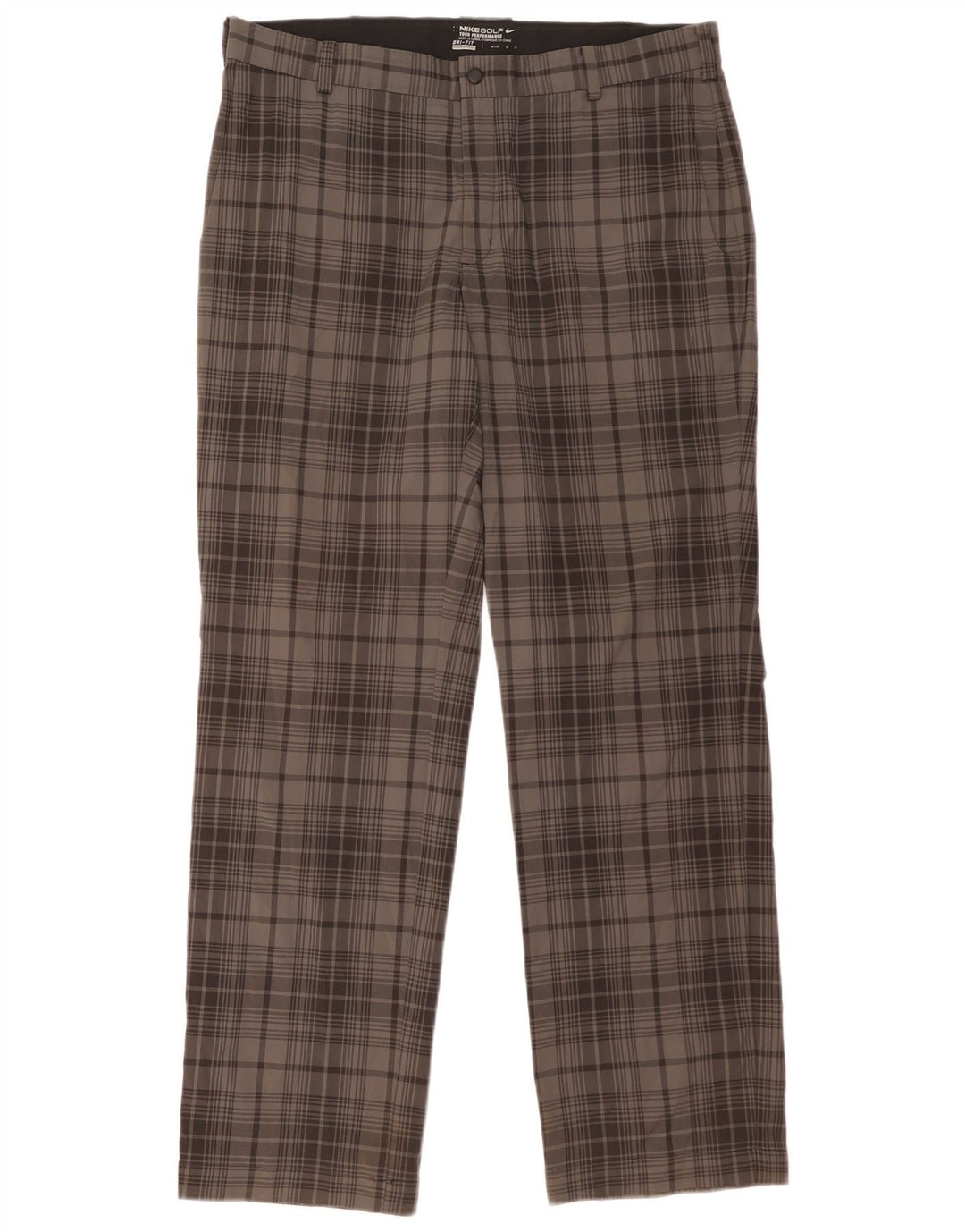 Pantaloni chino drepti pentru bărbați Dri Fit NIKE W36 L32 poliester cu carouri gri