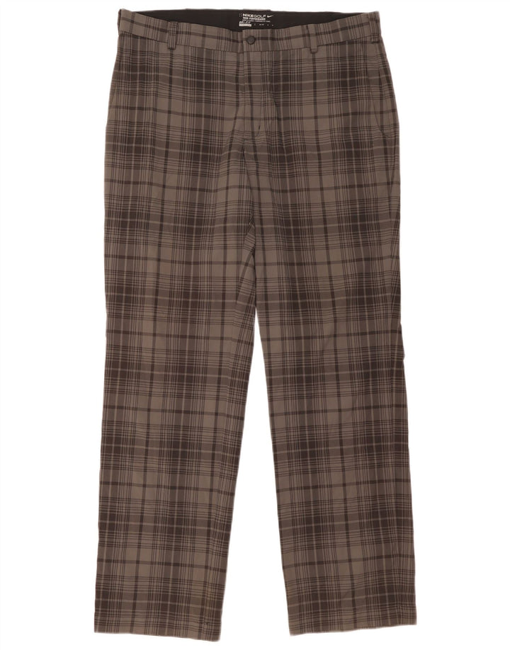 Pantaloni chino drepti pentru bărbați Dri Fit NIKE W36 L32 poliester cu carouri gri
