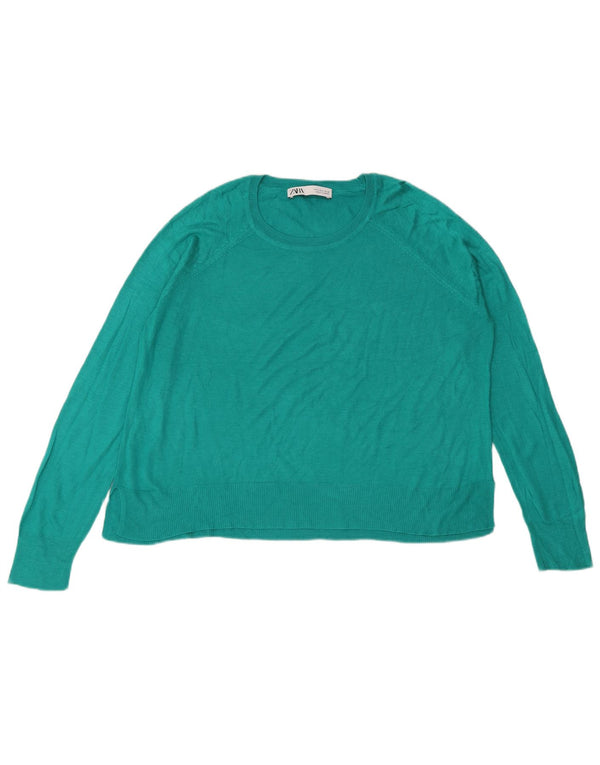 Pulover supradimensionat pentru femei Zara, cu gât de barcă, UK 10 Mic Verde