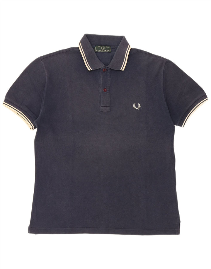 Cămașă polo Fred Perry pentru bărbați, bumbac cu dungi albastru bleumarin mediu