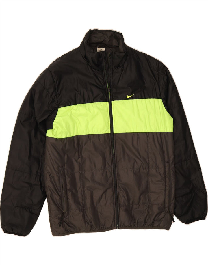 NIKE Mens Padded Jacket UK 40 Large Black Colourblock Polyester Vintage Nike and Second-Hand Nike from Messina Hembry 