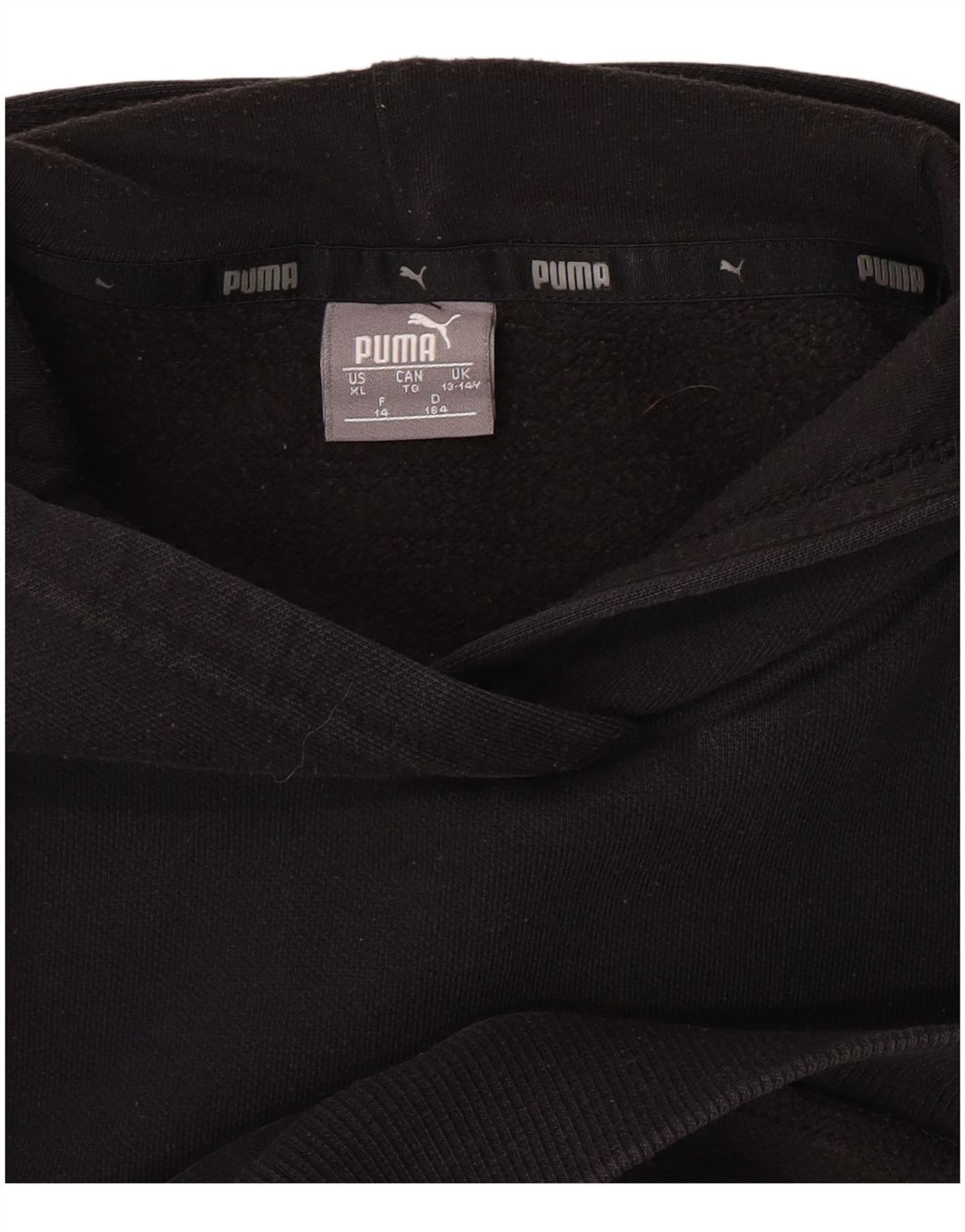 Pulover pentru fete PUMA Graphic Hoodie 13-14 ani, bumbac negru