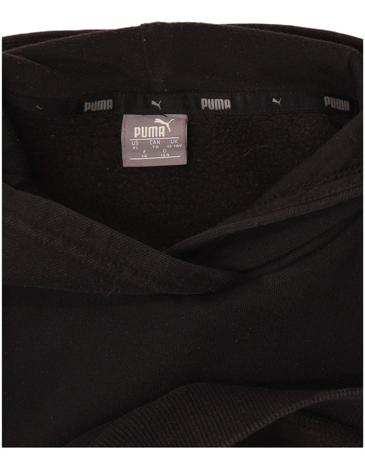 Pulover pentru fete PUMA Graphic Hoodie 13-14 ani, bumbac negru