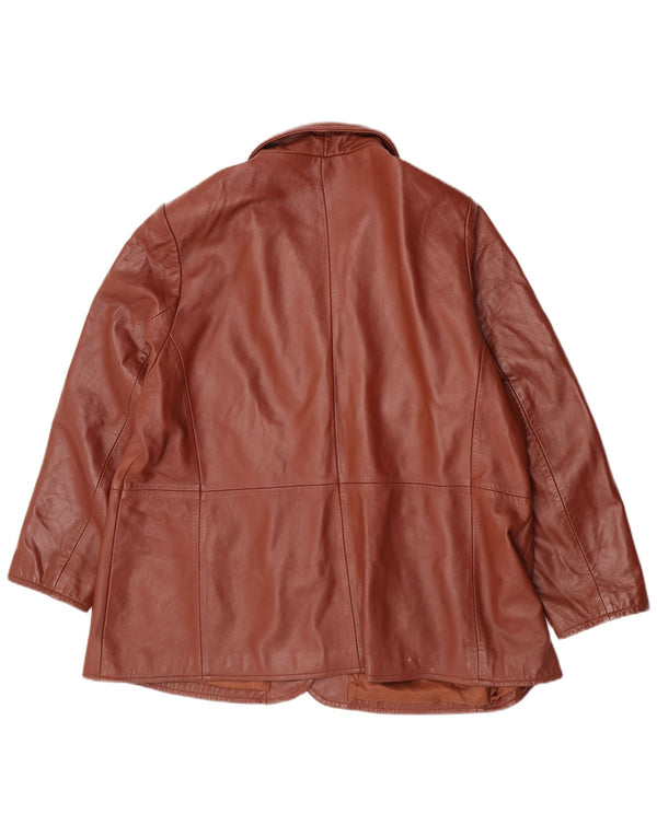 Jachetă Blazer din piele cu 3 nasturi Classics pentru femei UK 26 5XL Piele maro