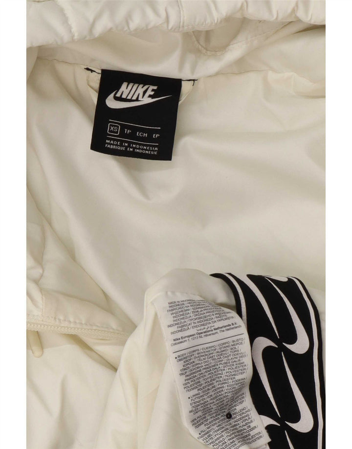 Palton căptușit cu glugă Nike pentru femei UK 6 XS poliester alb