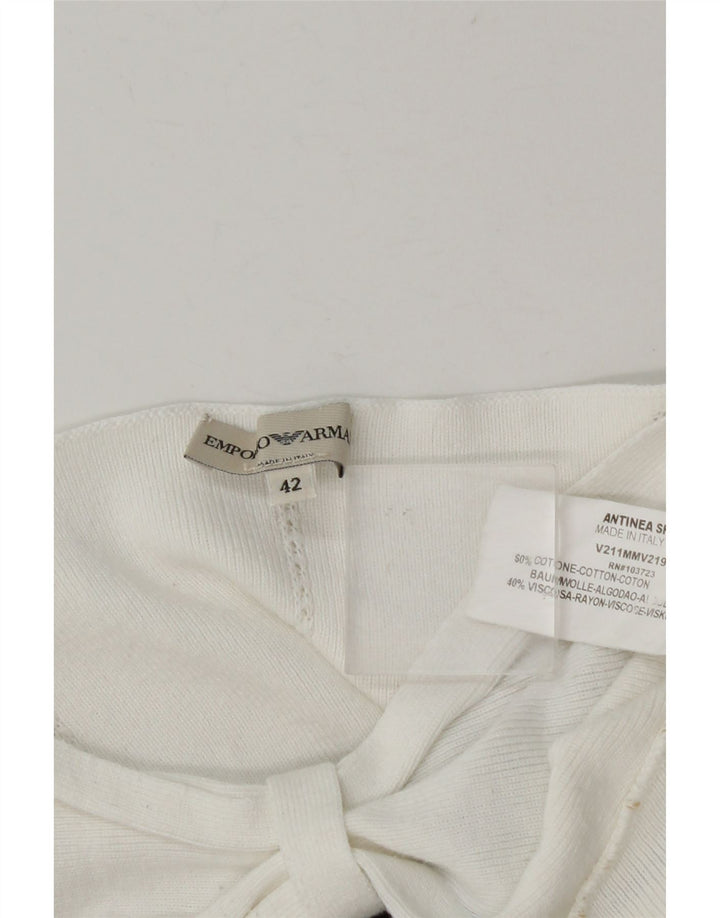 Top pentru femei Emporio Armani Crop Off Shoulder IT 42 Medium White Striped