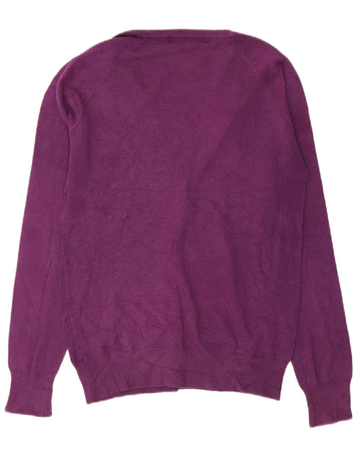 Pulover cardigan pentru femei Zara UK 14, bumbac violet mediu