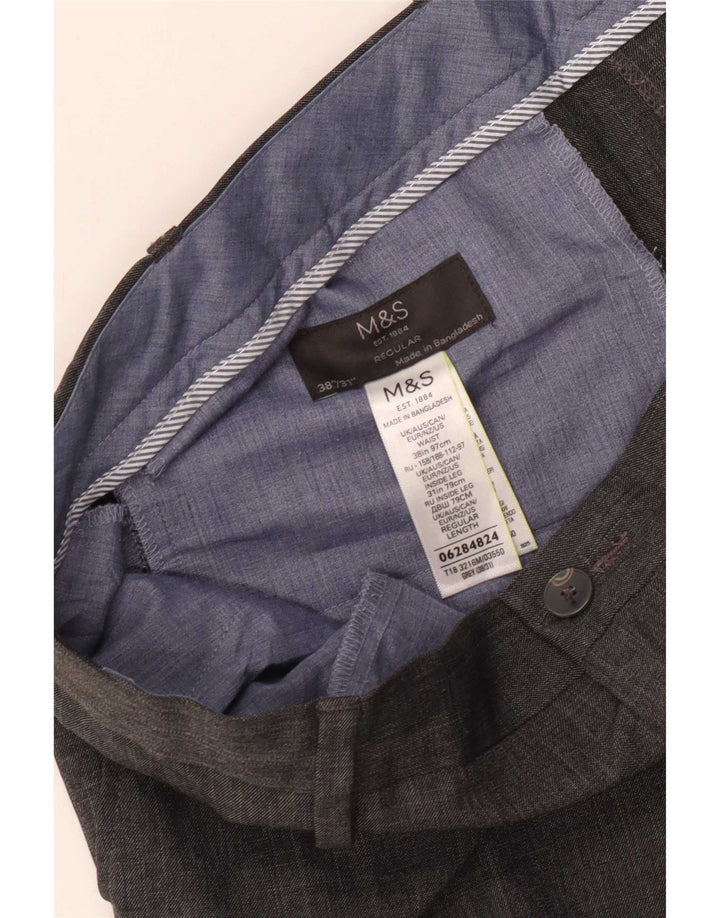 Pantaloni de costum obișnuiți drepți pentru bărbați Marks & Spencer L38 L31 poliester gri