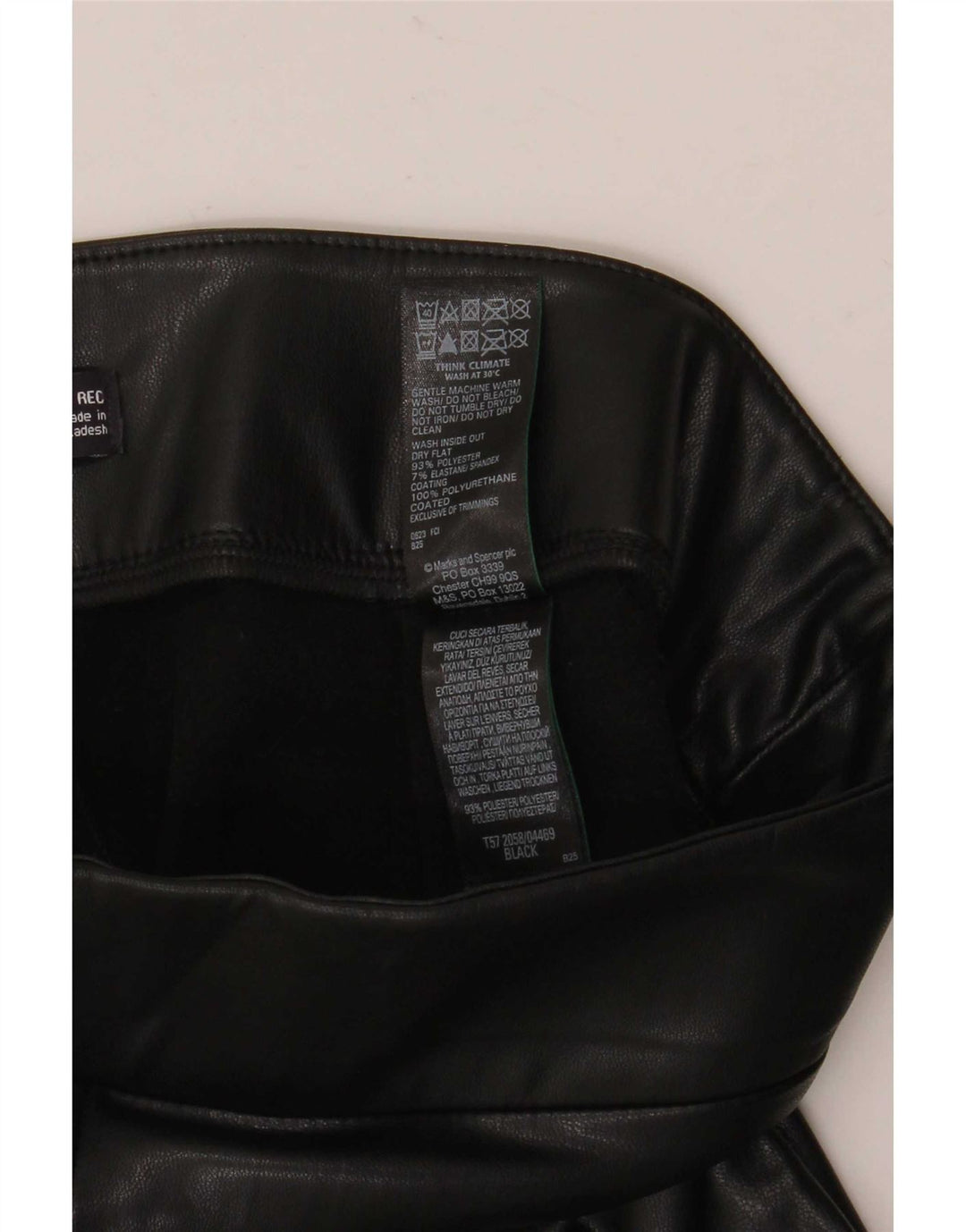 Leggings din piele artificială pentru femei Marks & Spencer UK 12 Poliester mediu negru