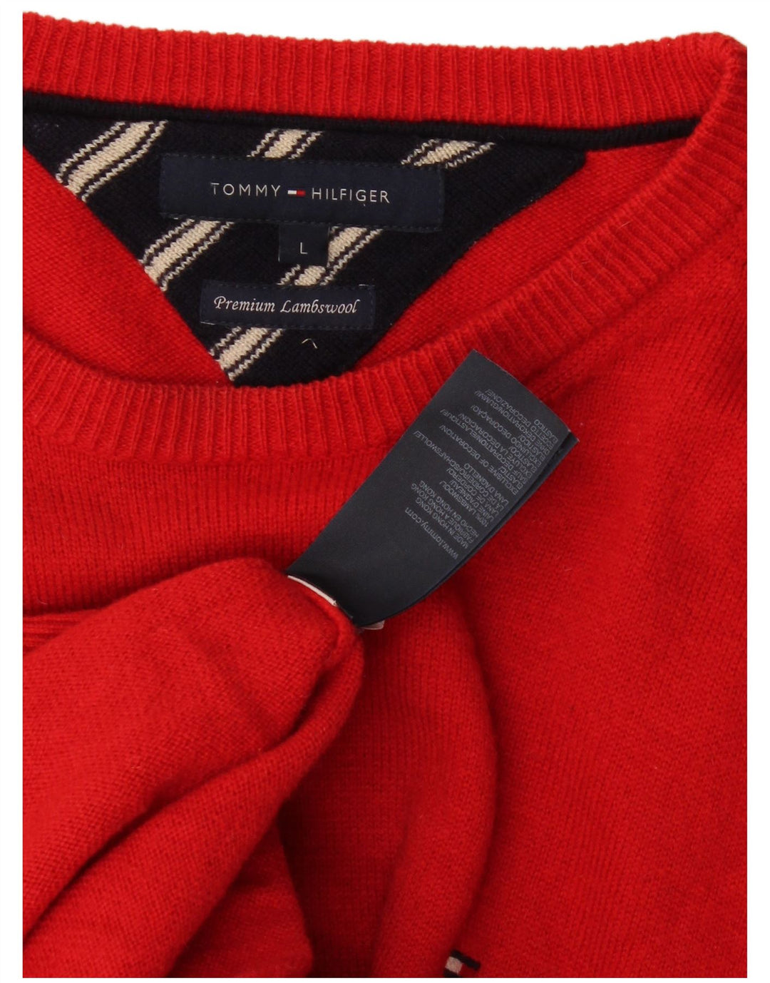 Pulover Tommy Hilfiger pentru bărbați, cu gât de barcă, lână de miel mare, roșie