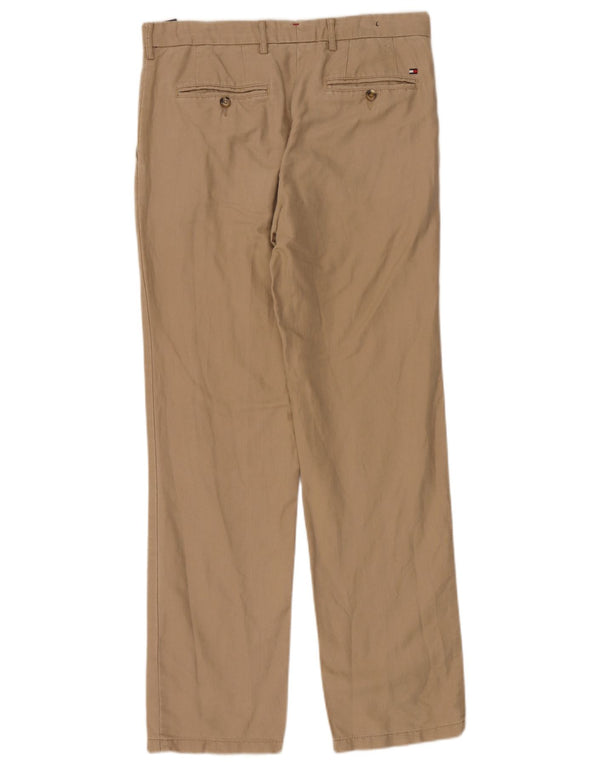Tommy Hilfiger Mens Straight Chino Trousers W32 L32 Beige Linen