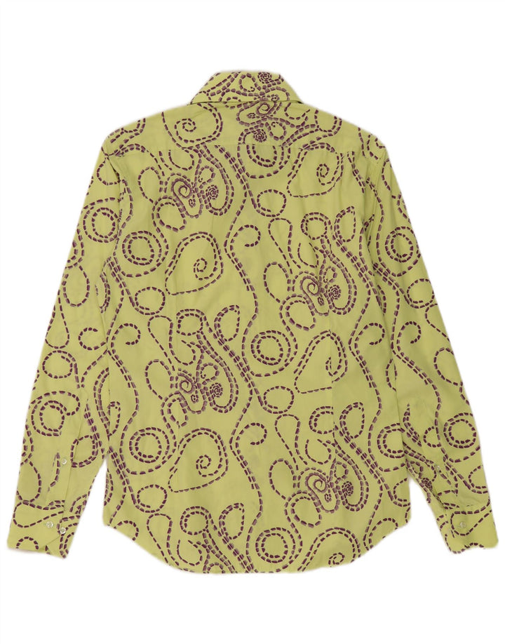 Cămașă Vintage pentru bărbați, cu model abstract, slim Fit Mărimea 39 15 1/2 Galben mediu