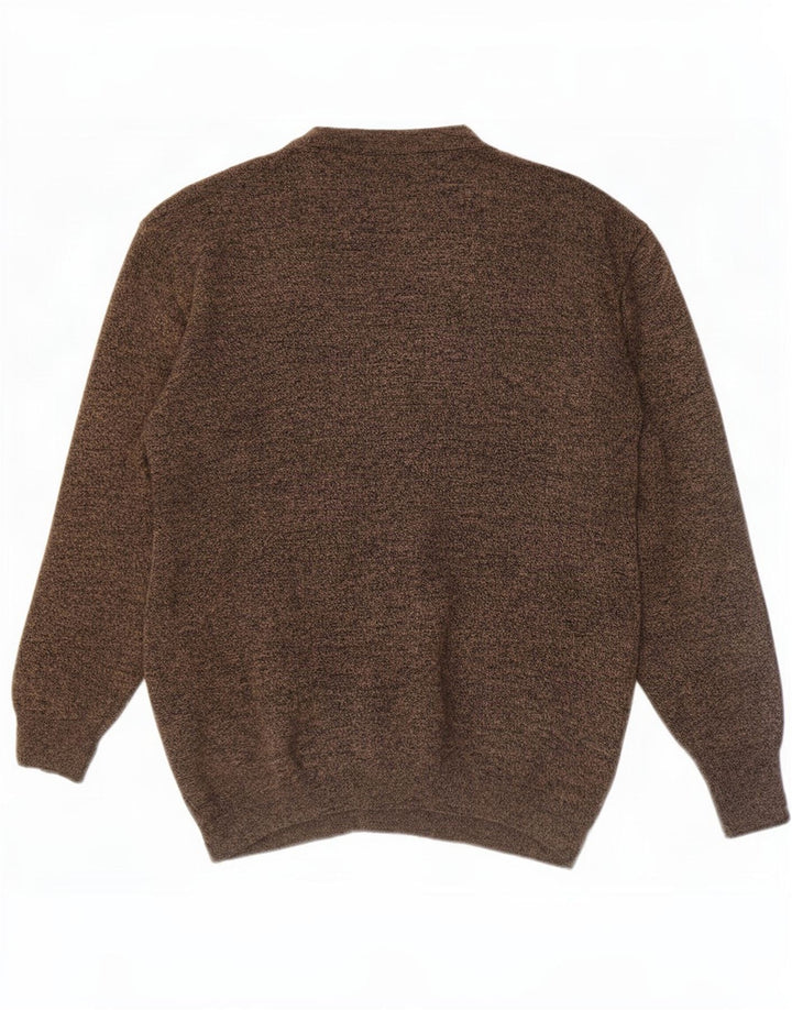 Cardigan Vintage pentru bărbați din lână geometrică maro mare