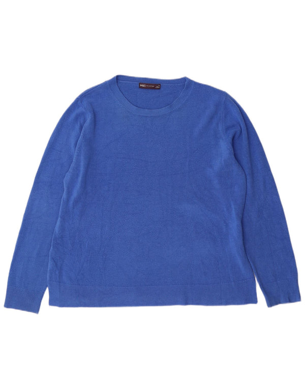 Pulover pentru femei Marks & Spencer, cu gât de barcă, UK 18 XL, albastru acrilic