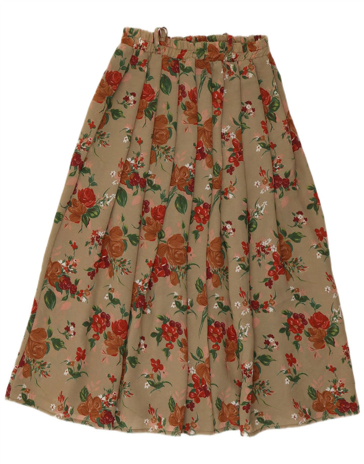 Fusta în formă de A pentru femei VINTAGE Medium W28 Bej Poliester Floral