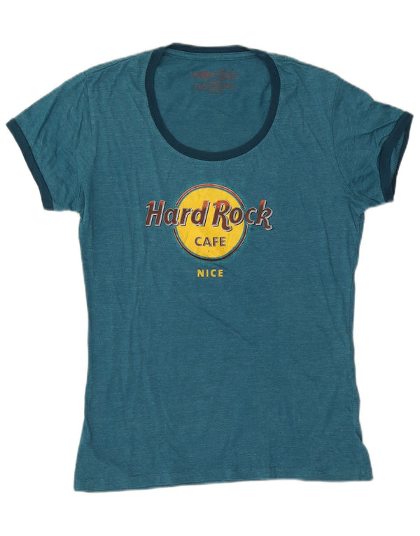 HARD ROCK CAFE Tricou grafic frumos pentru femei UK 14 Mare Bumbac albastru