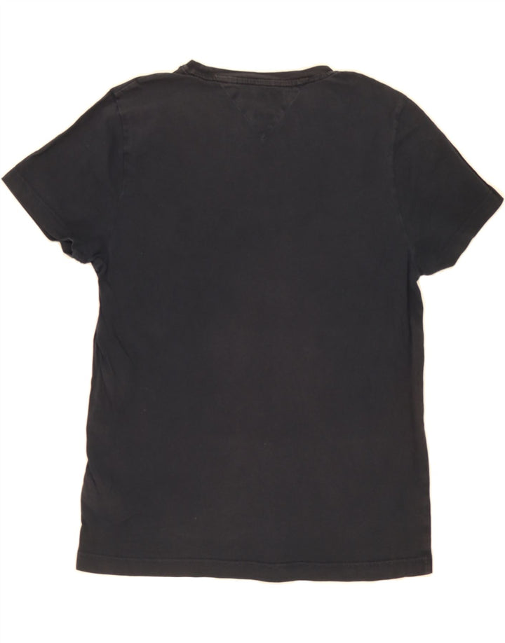 TOMMY HILFIGER Mens Graphic T-Shirt Top Medium Black Cotton Vintage Tommy Hilfiger and Second-Hand Tommy Hilfiger from Messina Hembry 