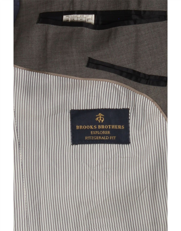 BROOKS BROTHERS Mens 2 Button Blazer Jacket UK 41 Large Grey Wool Vintage Brooks Brothers and Second-Hand Brooks Brothers from Messina Hembry 