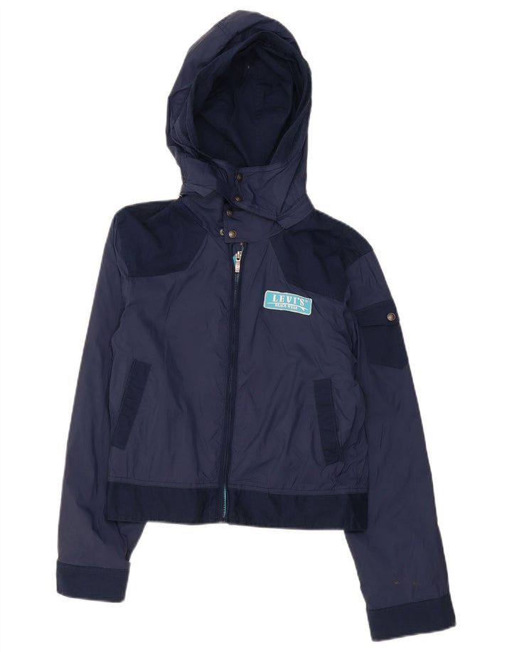 Jachetă bomber cu glugă cu grafică Levi's pentru băieți 11-12 ani, albastru bleumarin, color block