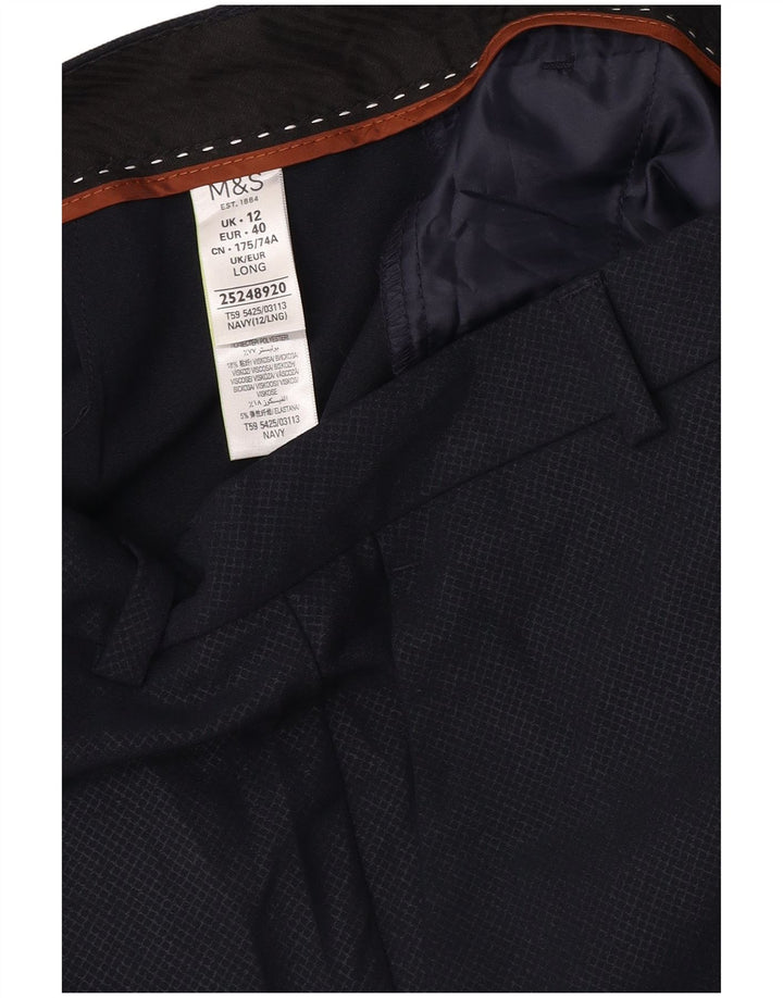 Pantaloni de costum pentru femei Marks & Spencer UK 12 Medium W32 L32 Bleumarin Check