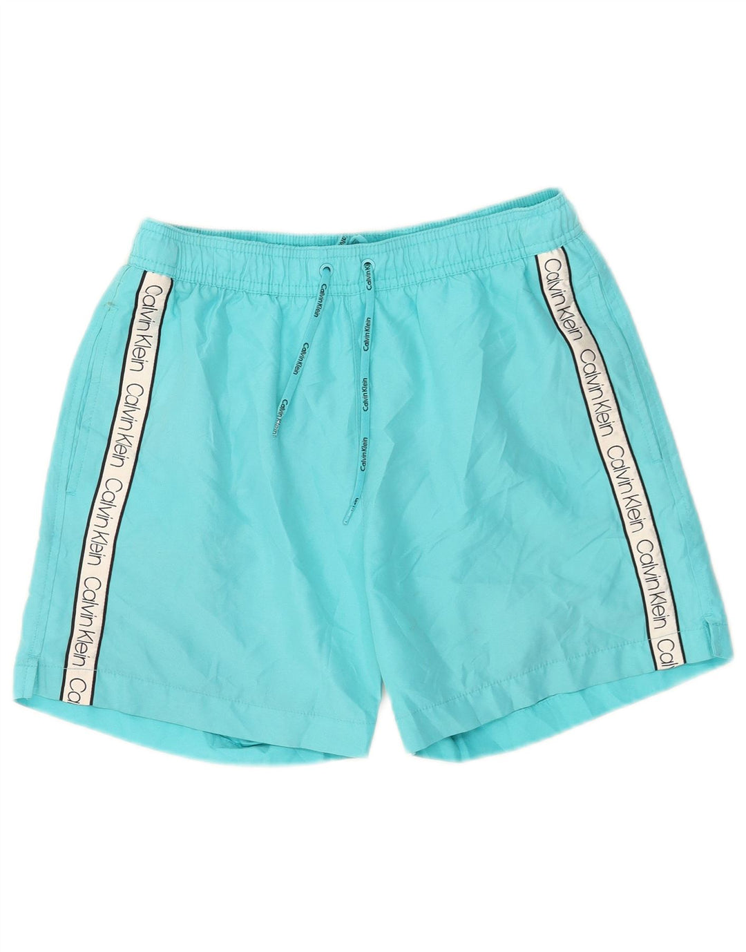 Pantaloni scurți de înot grafic Calvin Klein pentru bărbați, poliester color block, albastru mic