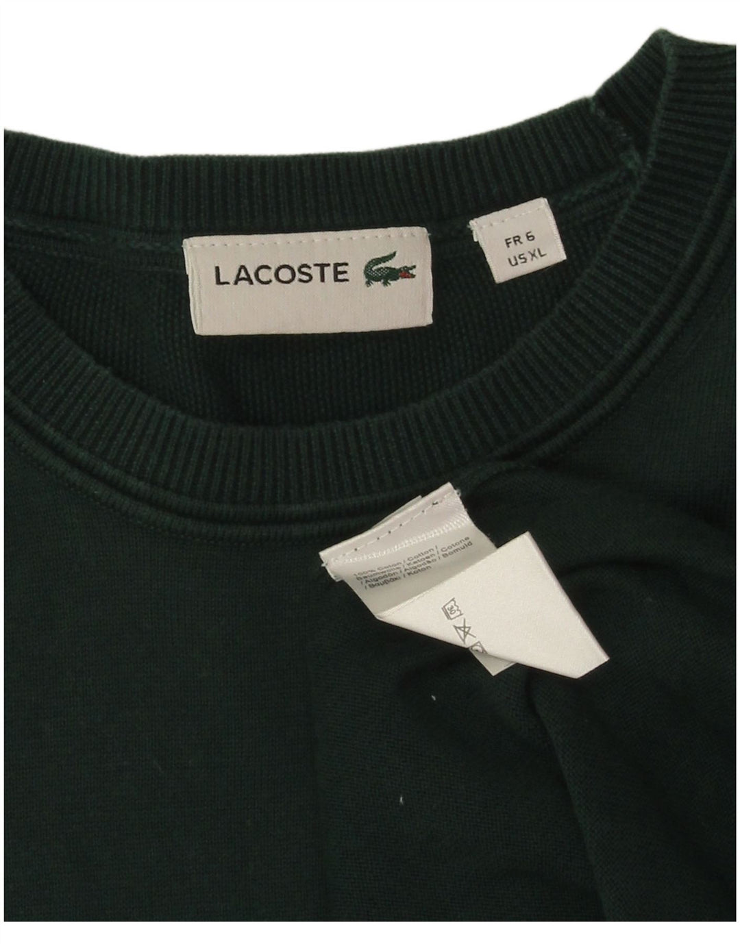 Pulover Lacoste pentru bărbați cu decolteu, mărimea 6 XL, bumbac verde