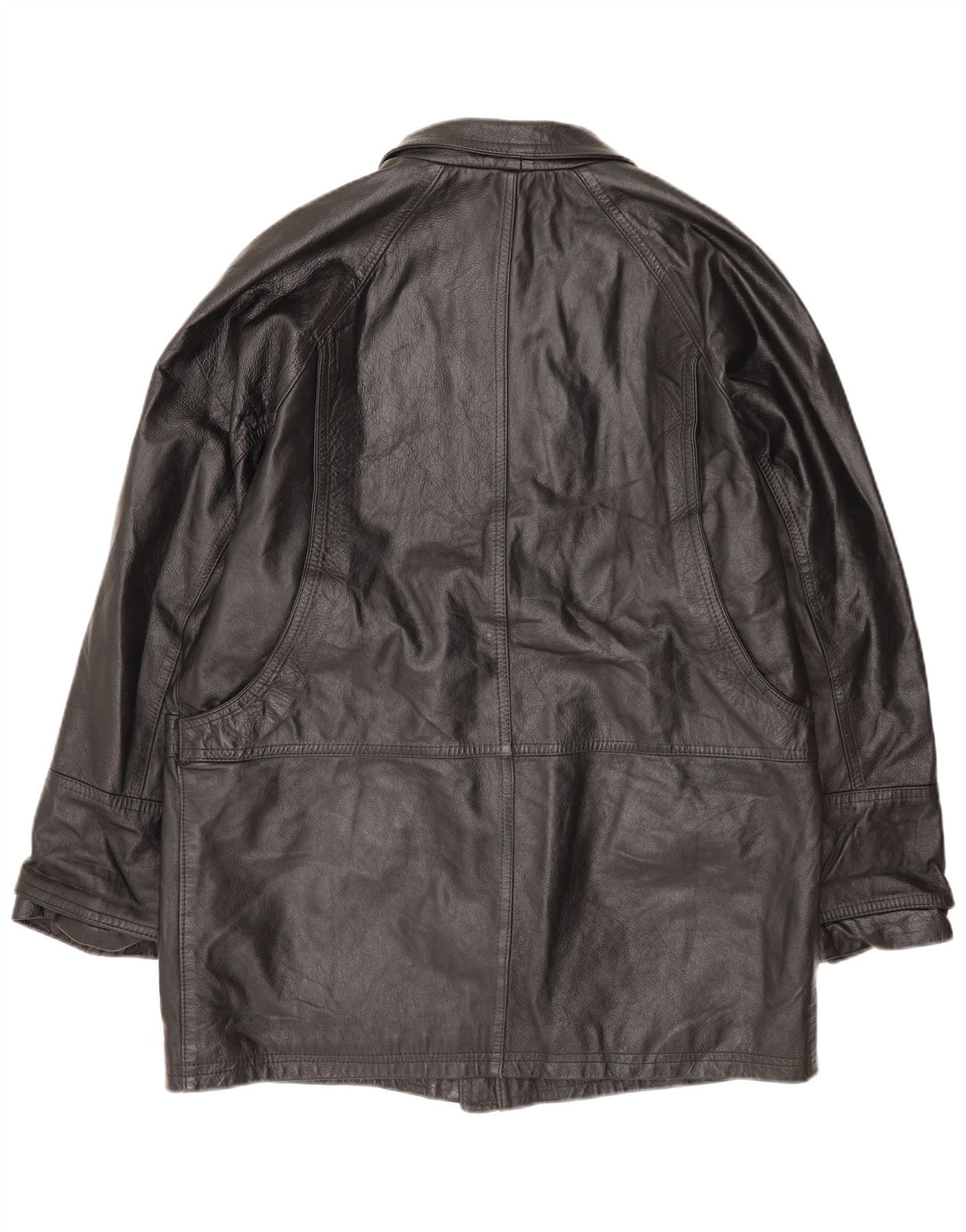 Palton din piele vintage pentru bărbați UK 42 XL din piele neagră