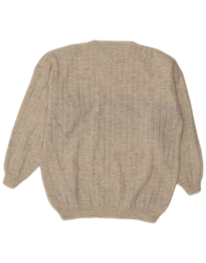 Pulover vintage pentru bărbați cu gât roșu, XL, gri Argyle/Diamond