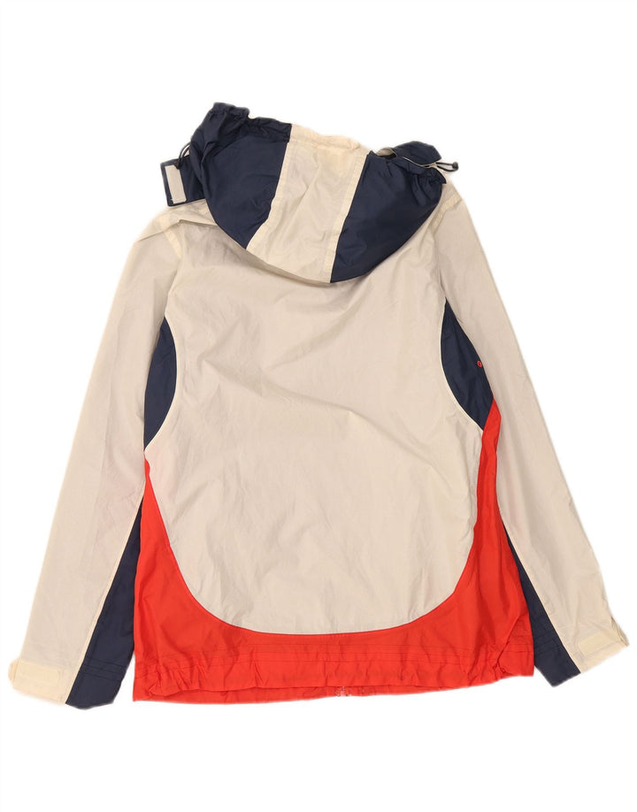 Jachetă de ploaie cu glugă pentru femei Weird Fish UK 12 Medium Off White Colorblock