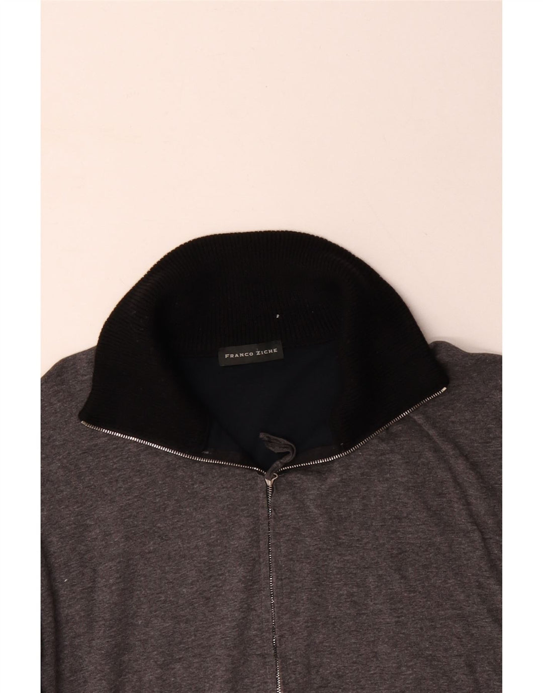 FRANCO ZICHE Hanorac pentru bărbați, cu fermoar, cu gât, mare, gri, bloc de culoare