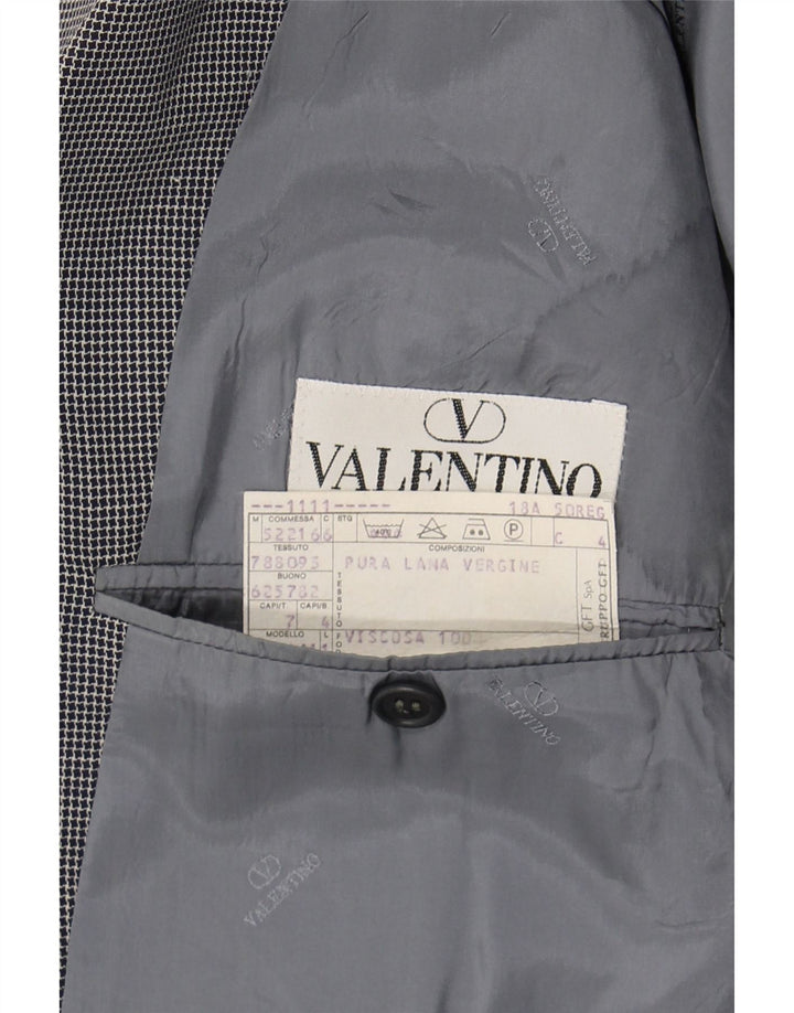 VALENTINO Mens 3 Button Blazer Jacket IT 50 Large Grey Check Virgin Wool Vintage Valentino and Second-Hand Valentino from Messina Hembry 