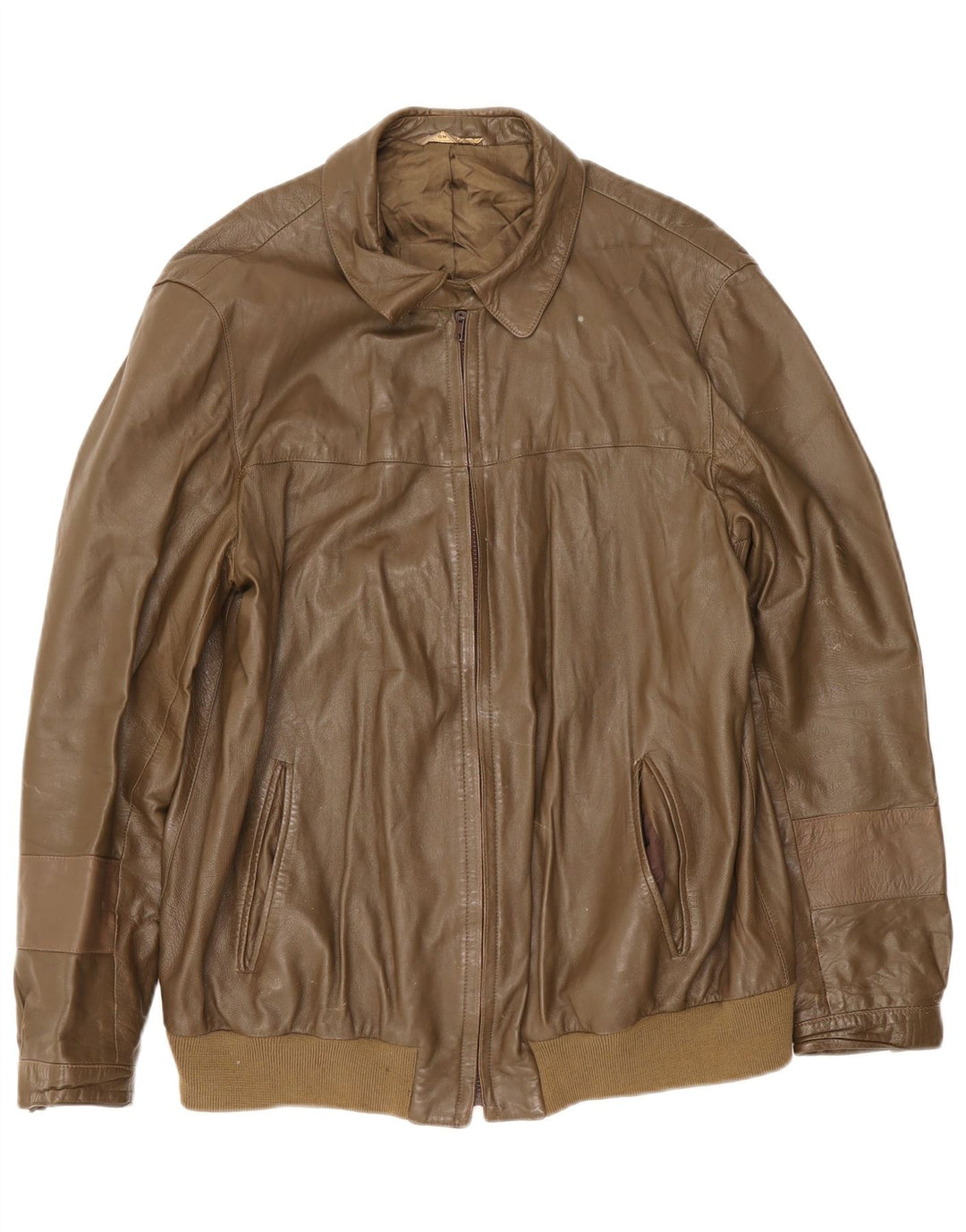 Jachetă de piele vintage pentru bărbați UK 38 Medium Khaki Piele