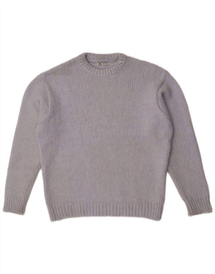 Pulover supradimensionat pentru femei Zara, cu gâtul turn, UK 14, albastru mediu acrilic
