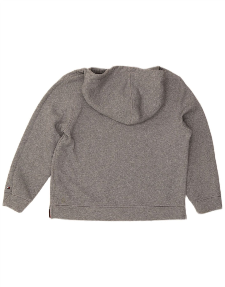 TOMMY HILFIGER Pulover supradimensionat cu capota cu grafic pentru femei UK 14 Medium Gri